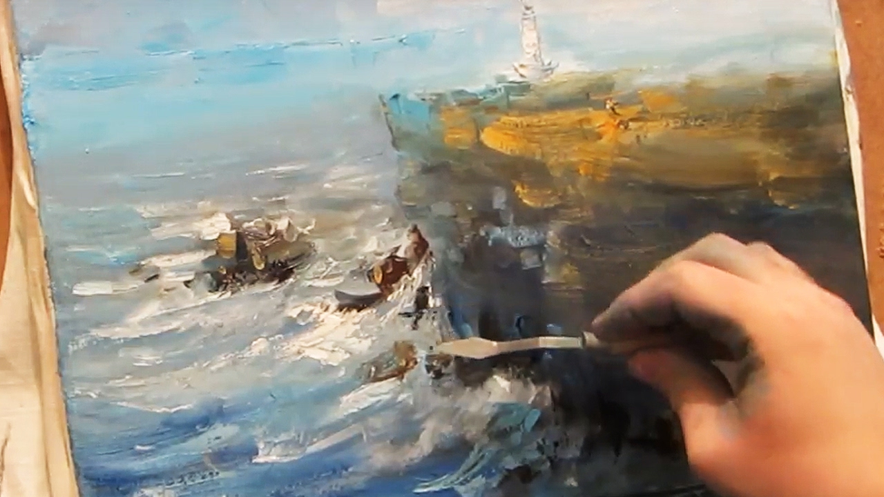 1280x720 Oil Painting. Lighthouse. - Lighthouse Oil Painting