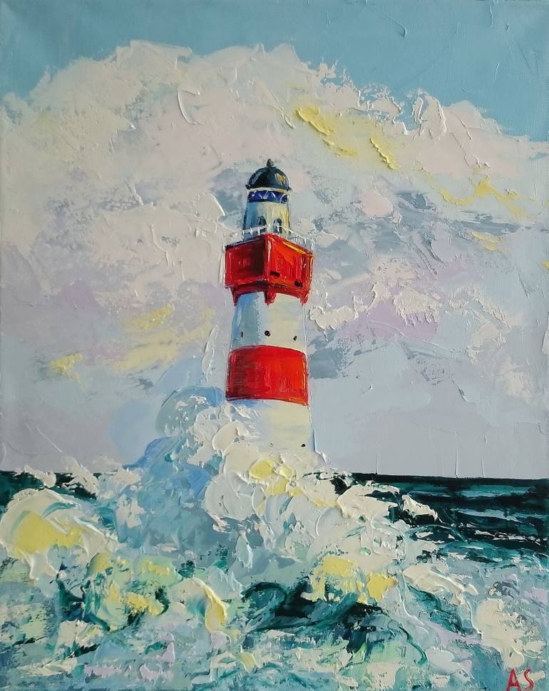 770x969 Saatchi Art Lighthouse Original Oil Painting Painting By Alena - Lighthouse Oil Painting
