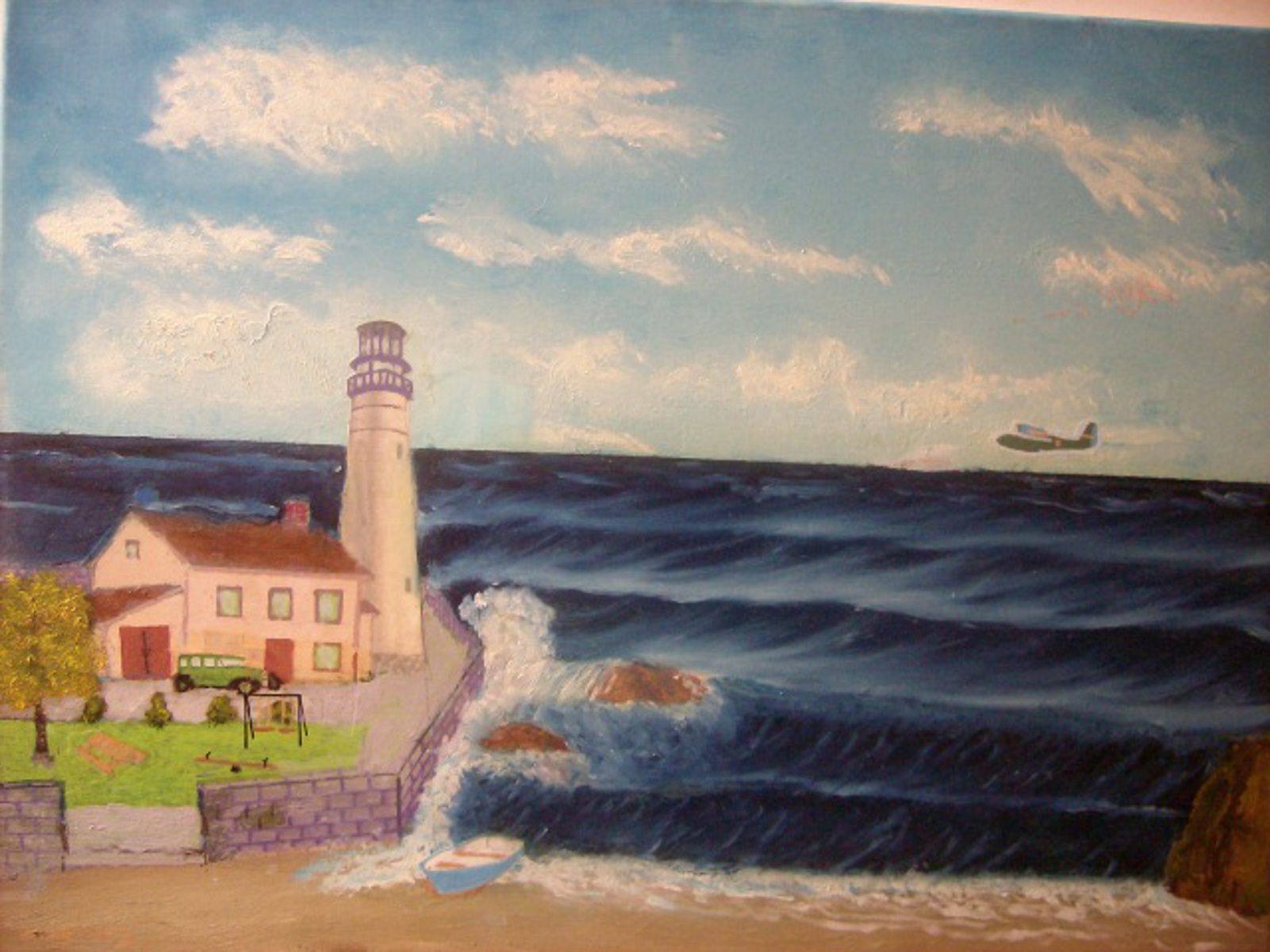 1601x1201 John Hughes Artwork Lighthouse Living Original Painting Oil - Lighthouse Oil Painting