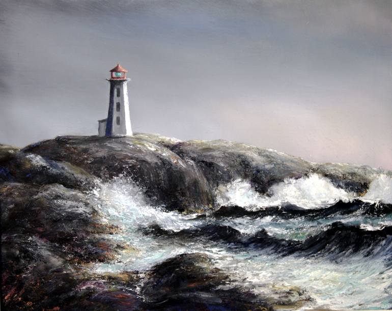 770x611 Saatchi Art Peggy's Cove Lighthouse Painting By Ivan Fraser - Lighthouse Painting