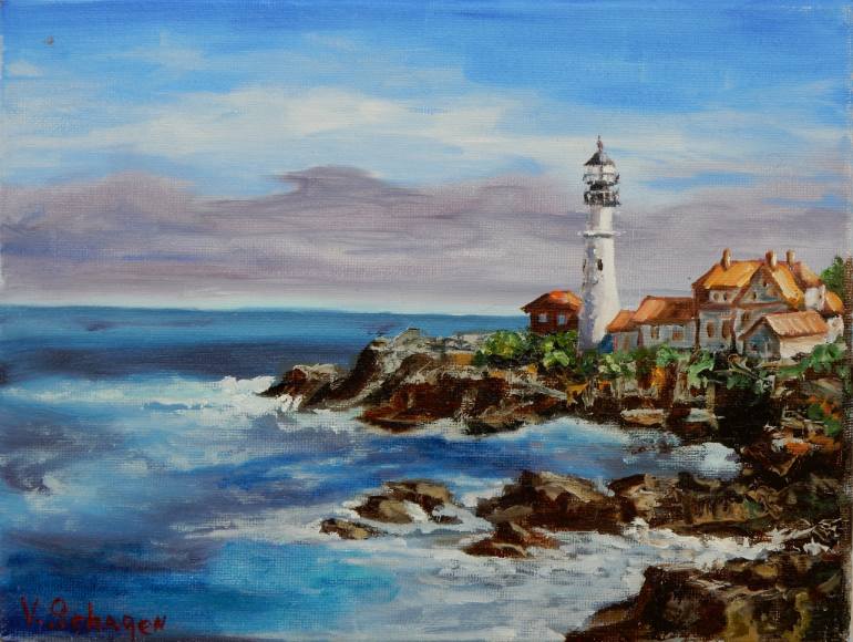 770x580 Saatchi Art Seascape Lighthouse Painting By Vita Schagen - Lighthouse Painting