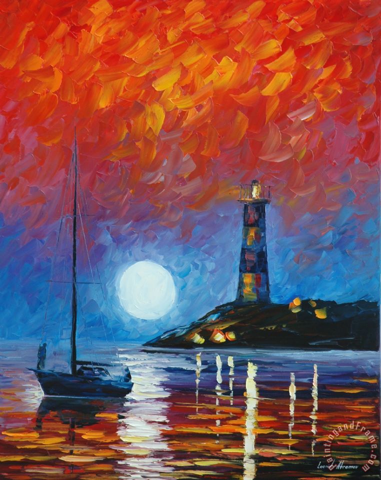 762x960 Leonid Afremov Lighthouse Painting - Lighthouse Painting