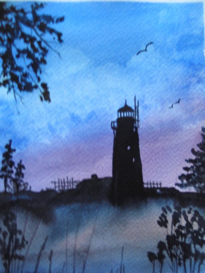 675x900 Lighthouse Silhouette Painting By Smita Medpalliwar - Lighthouse Silhouette Painting