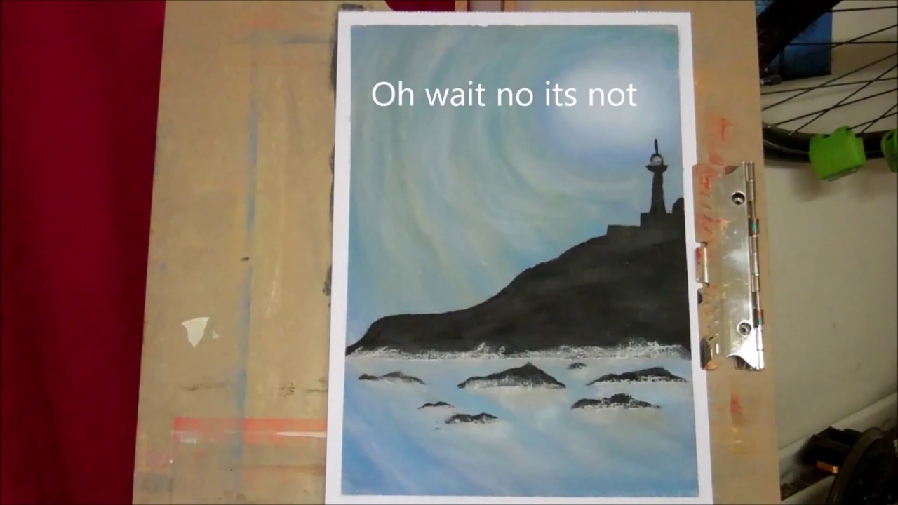 1280x720 Silhouette Lighthouse Painting Using Water - Lighthouse Silhouette Painting