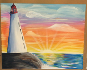 Lighthouse Silhouette Painting at PaintingValley.com | Explore ...