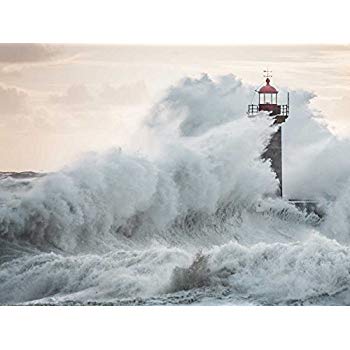 350x350 Lighthouse In Storm Oil Painting On Canvas Modern - Lighthouse Storm Painting