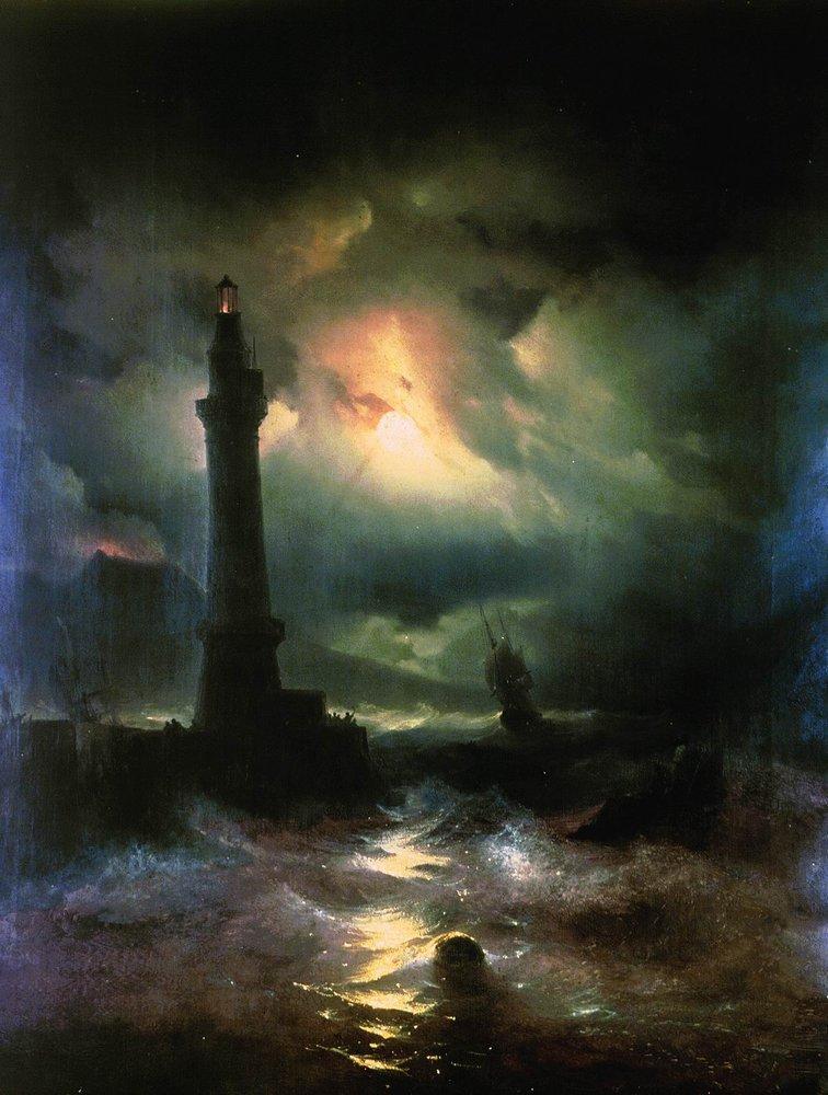 Lighthouse Storm Painting at PaintingValley.com | Explore collection of ...