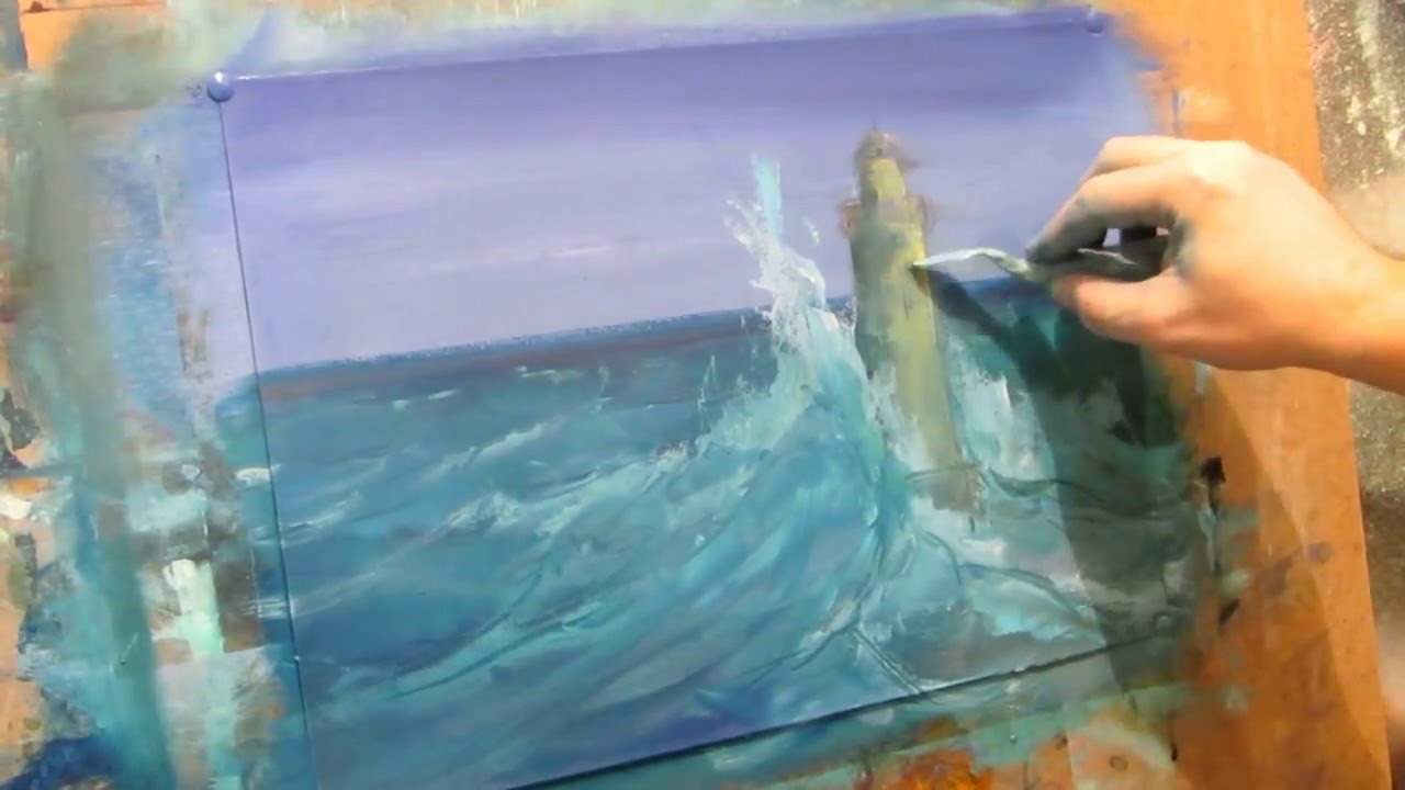 1280x720 Oil Painting. Seascape. Lighthouse In The Storm. Part 1. - Lighthouse Storm Painting