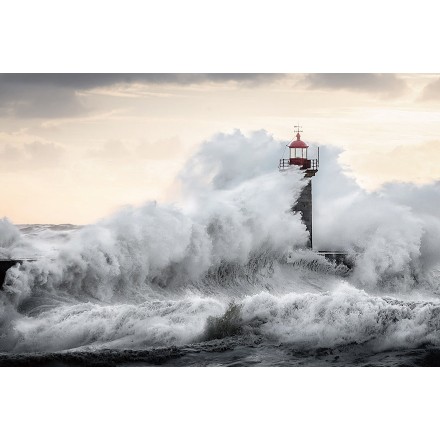 440x440 Painting On Glass Lighthouse (Black, White) - Lighthouse Storm Painting