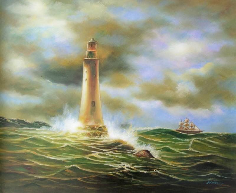 800x655 Pin By Mraba Toot On Lighthouse - Lighthouse Storm Painting