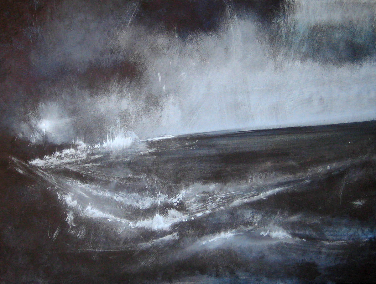 1200x908 Seascape Acrylic Paintings The Lighthouse (North Storm) By - Lighthouse Storm Painting