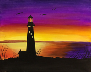 300x239 Lighthouse At Sunset Art Classes Lighthouse - Lighthouse Sunset Painting