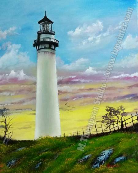 450x565 Lighthouse At Sunset Oil To Oil Paint - Lighthouse Sunset Painting