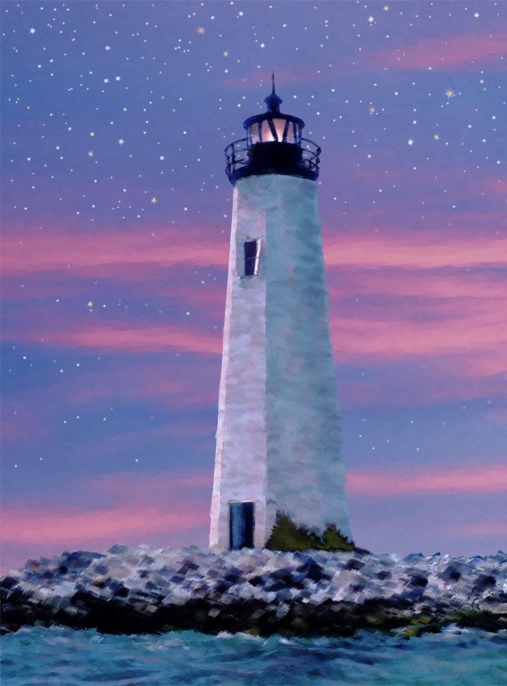 740x1000 New Point Lighthouse Sunset Painting By Scot Turner, Digital Art - Lighthouse Sunset Painting