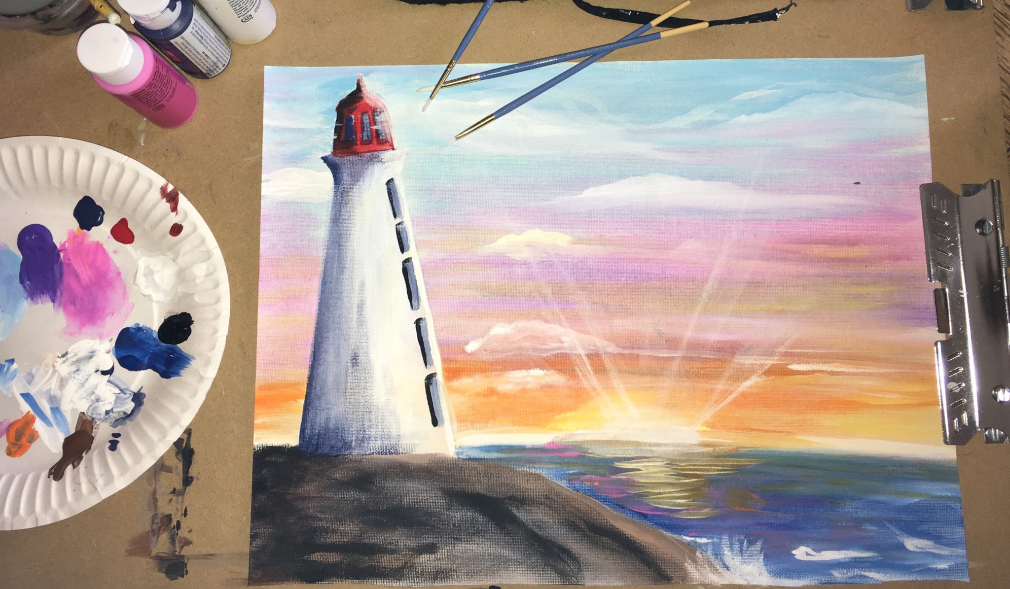 2048x1195 How To Paint A Lighthouse Sunset - Lighthouse Sunset Painting