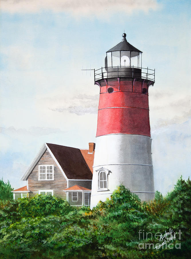 667x900 Nauset Beach Memories Watercolor Painting Painting By Michelle - Lighthouse Watercolor Painting