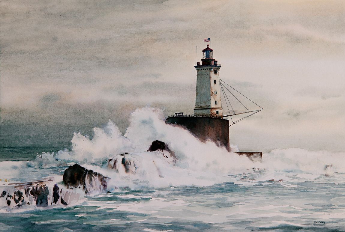1150x774 Lighthouses Saint George's Reef Lighthouse Watercolor By Thomas - Lighthouse Watercolor Painting