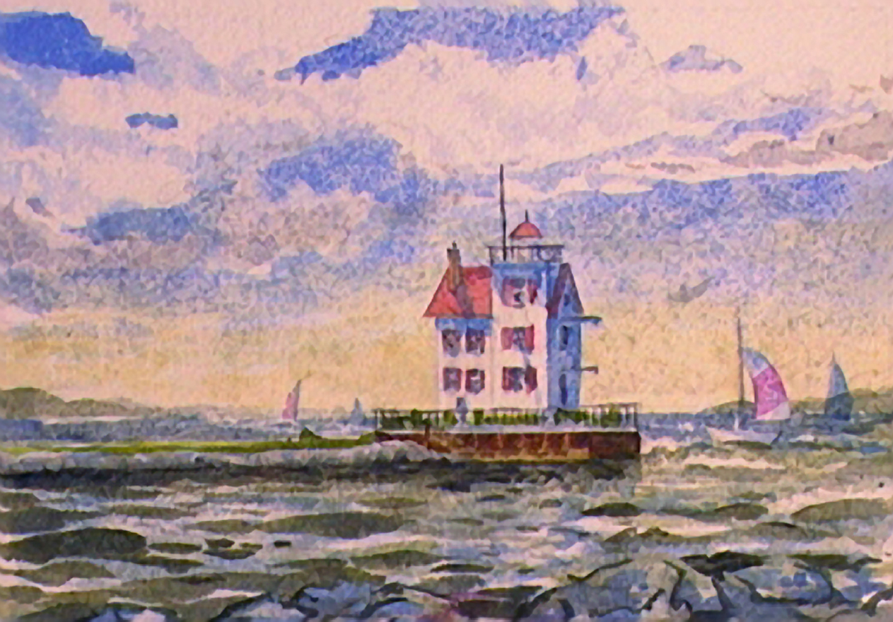 1263x880 Daylight Lighthouse - Lighthouse Watercolor Painting