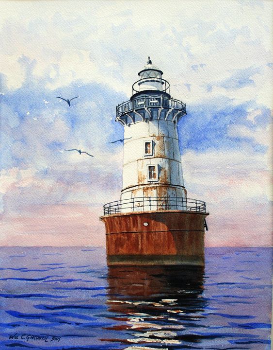 563x720 Hooper Island Lighthouse - Lighthouse Watercolor Painting