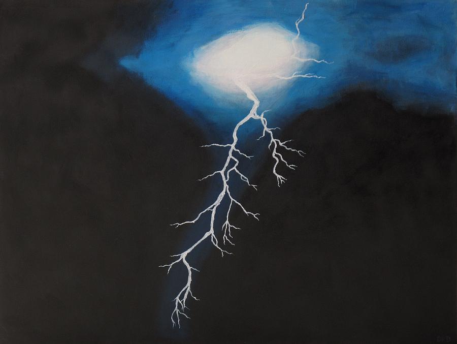 900x677 Lightning Painting By Dina Day - Lightning Bolt Painting
