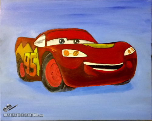 500x397 Lightning Mcqueen, Oil On Canvas Destination Creation Originals - Lightning Mcqueen Painting