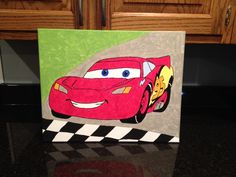 236x177 Lightning Mcqueen Canvas Painting. Posca Paint Pens. Www - Lightning Mcqueen Painting