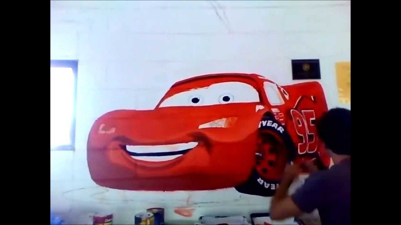 1280x720 Speed Paintingmural Of Lightning Mcqueen From Disney Pixar Cars - Lightning Mcqueen Painting