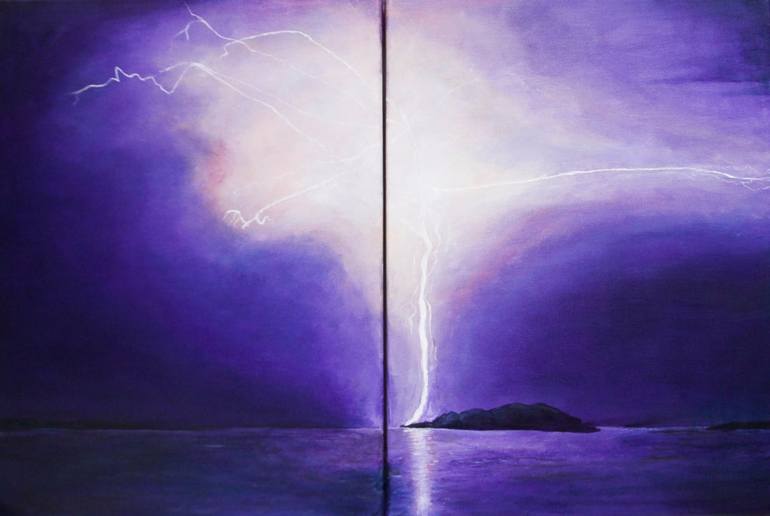 770x516 Saatchi Art Stroke Of Lightning Painting By Ana Eidelson - Lightning Painting