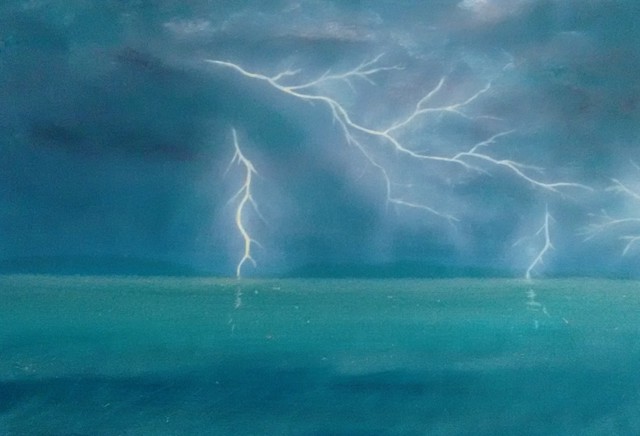 640x436 Denise Seyhun Artwork Lightning Original Painting Oil - Lightning Painting