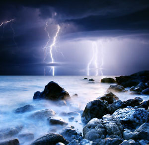 300x292 Home Print Art Painting Wall Art Lightning Sea View Picture - Lightning Painting