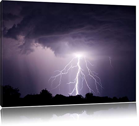 450x406 Lightning Strike Final Black And White, Painting On Canvas, Xxl - Lightning Storm Painting