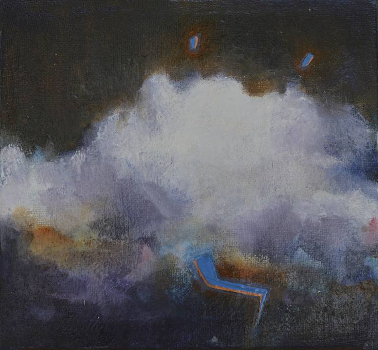 770x713 Saatchi Art Blue Lightning Storm Painting By Jorge Reybe - Lightning Storm Painting