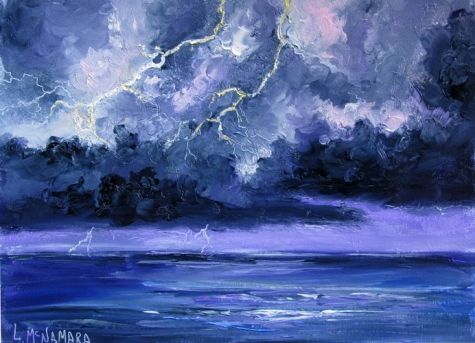 475x343 Thunder And Lightening Storm To The East By Lori Mcnamara - Lightning Storm Painting
