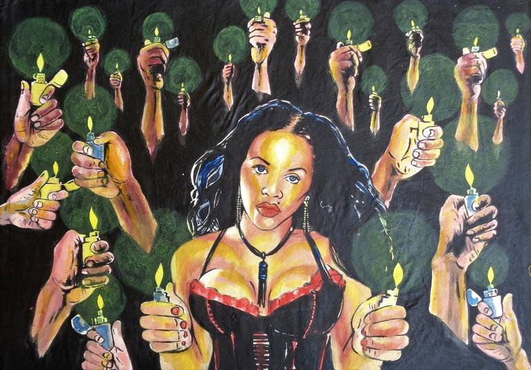 770x537 Saatchi Art Lighters Up Lil' Kim Painting By Oliver Martin - Lil Kim Painting
