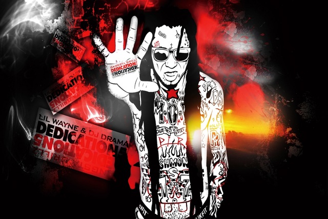 640x427 Music Hip Hop Glasses Hands Rap Rapper Lil Wayne Cartoon Type - Lil Wayne Painting