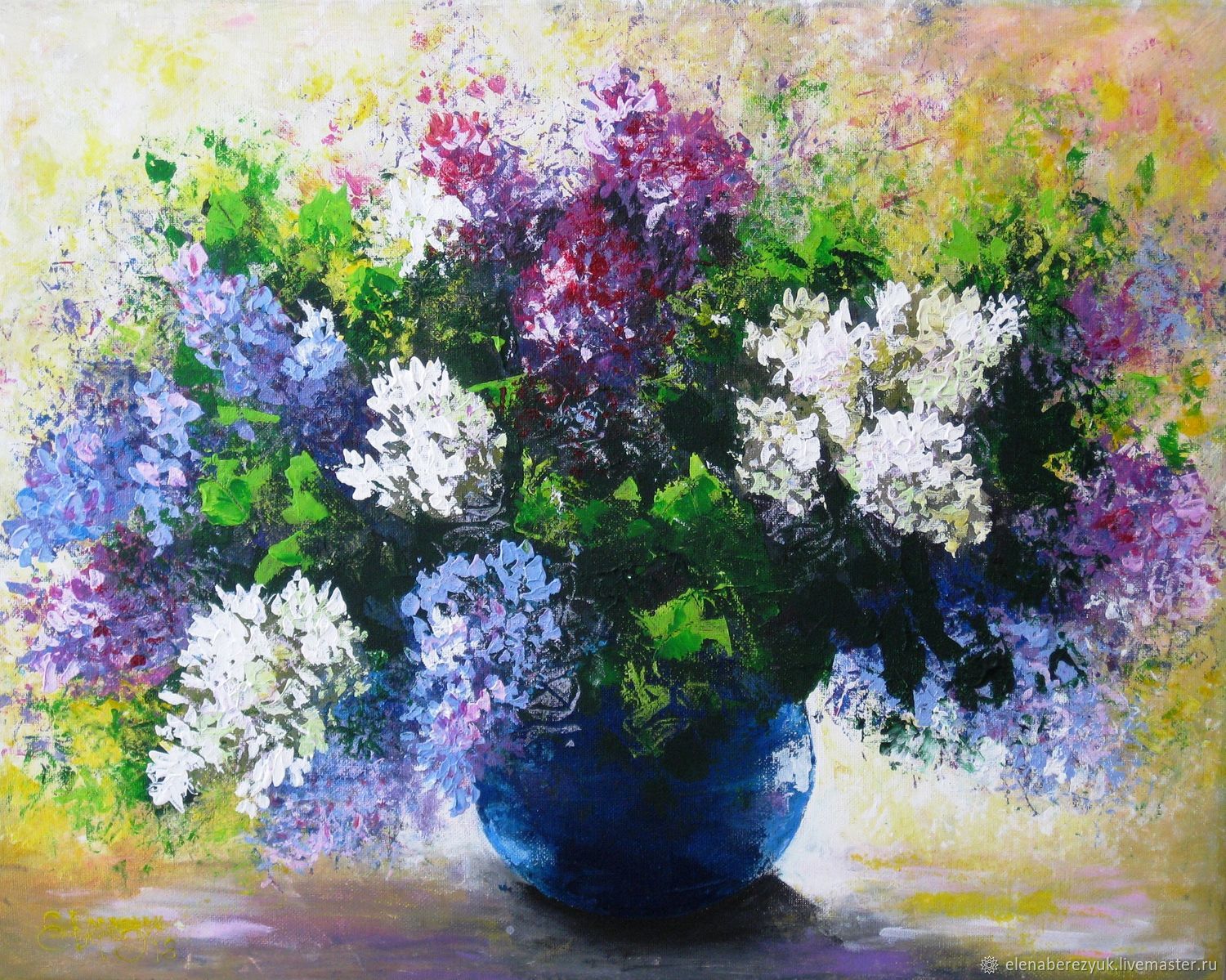 1500x1199 Lilac Original Acrylic Painting On Canvas Flowers Wall Decoration - Lilac Painting