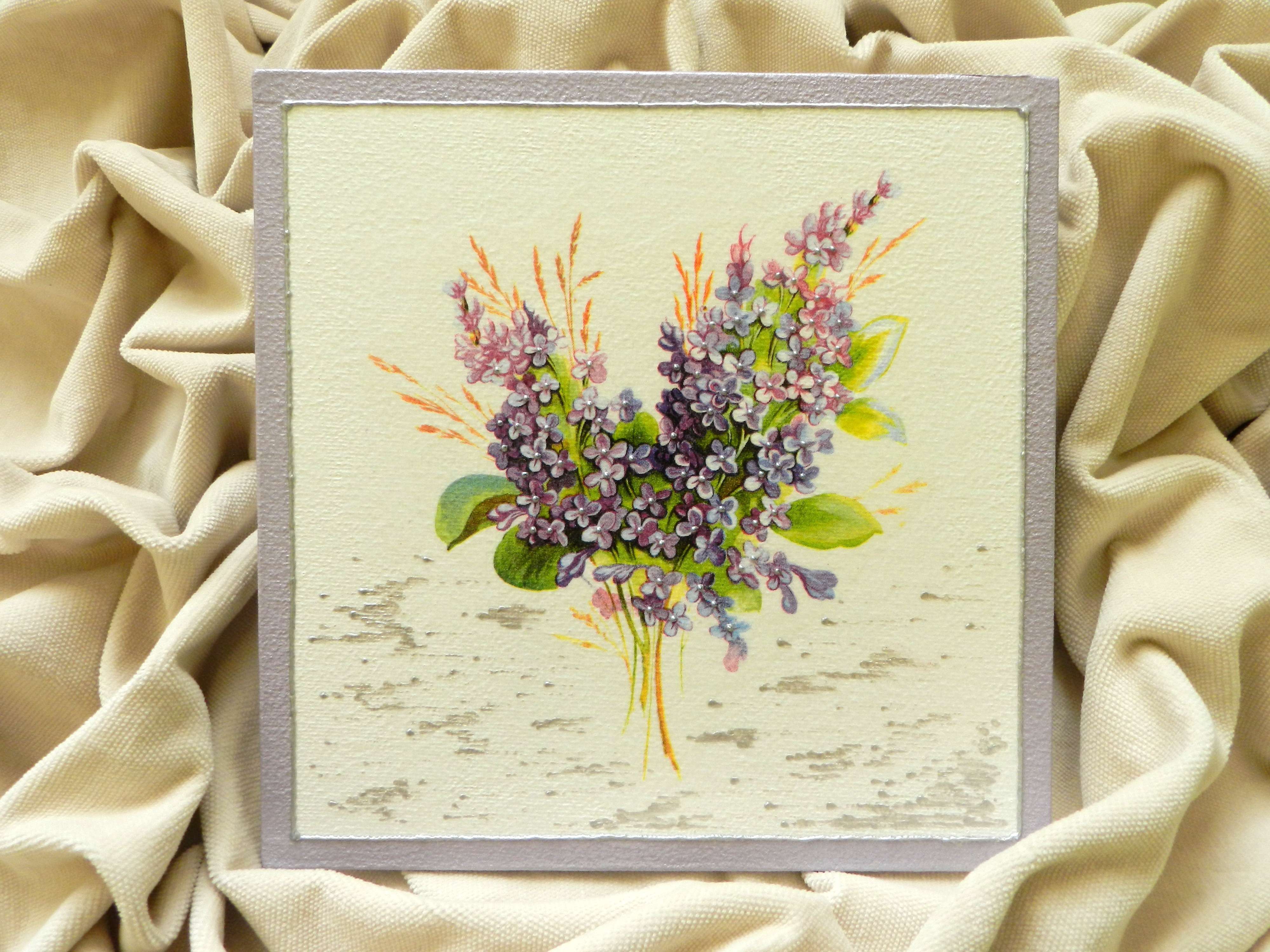 4000x3000 Decoupage Technique Painting Handmade Studio - Lilac Painting