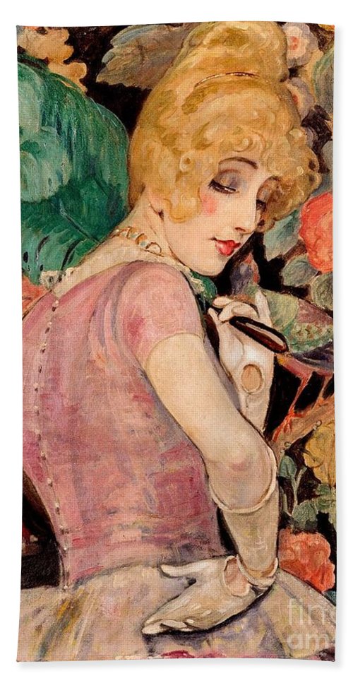 500x967 Lili With Feather Fan Beach Towel For Sale By Reproduction - Lili Painting