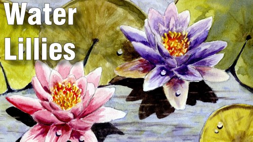500x281 How To Paint Water Lilies In Watercolour - Lillies Painting