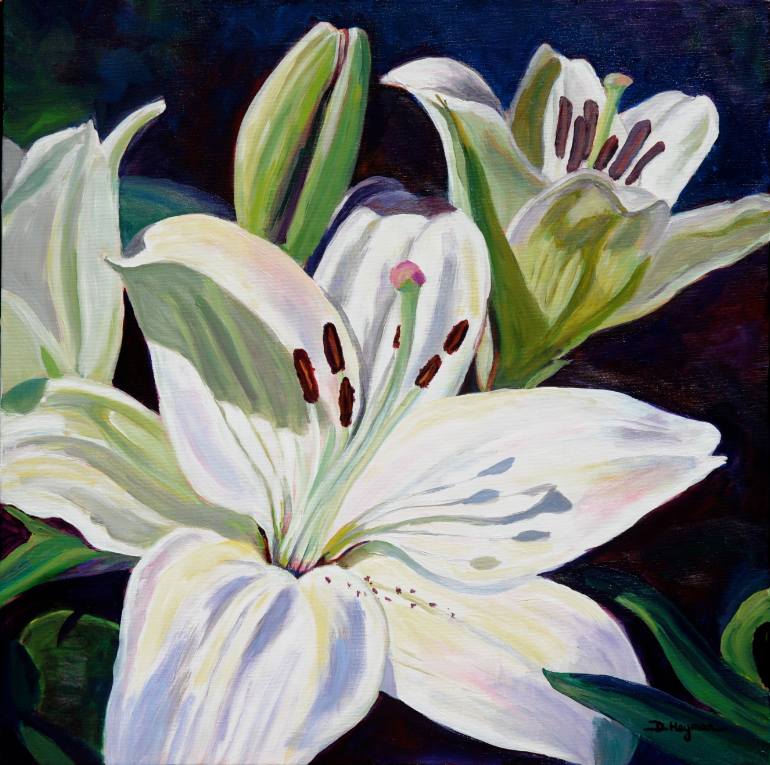 770x765 Saatchi Art Lilies Painting By Doriane Heyman - Lillies Painting