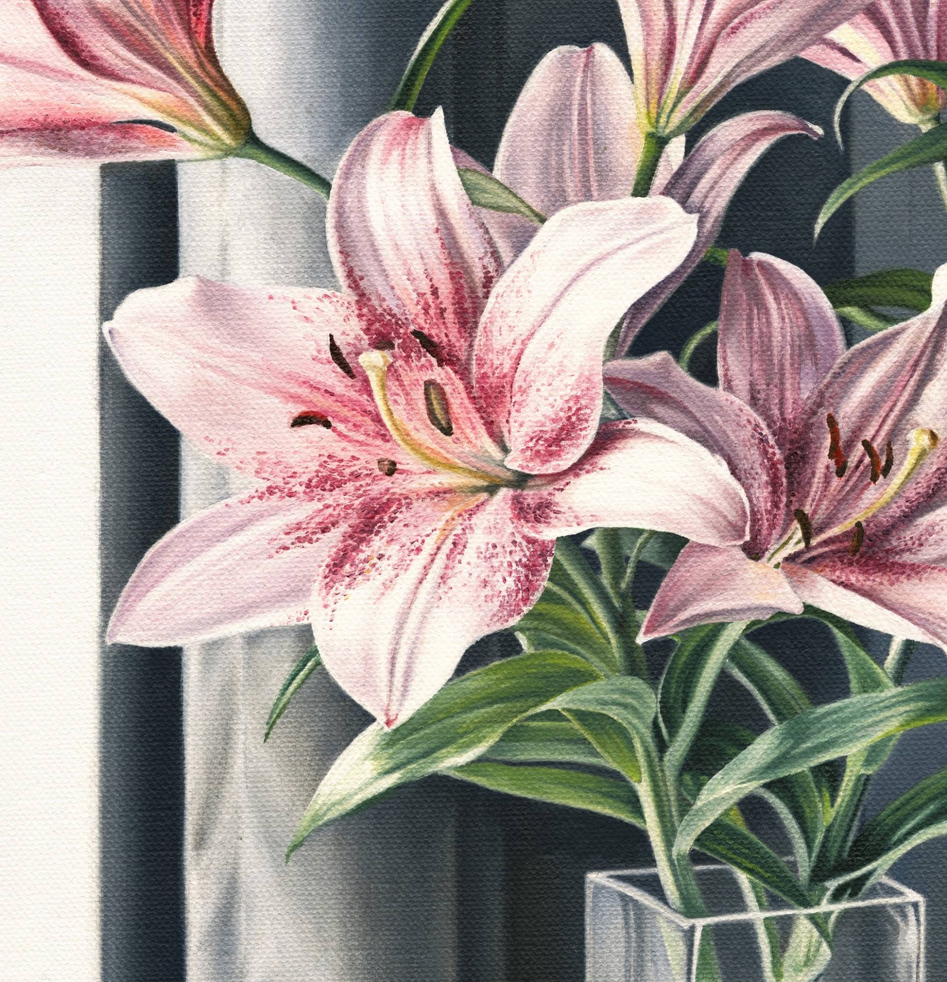 1920x1991 Saatchi Art Pink Lilies Painting By Natalia Beccher - Lillies Painting