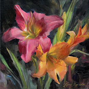 300x300 Day Lilies Paintings Fine Art America - Lillies Painting