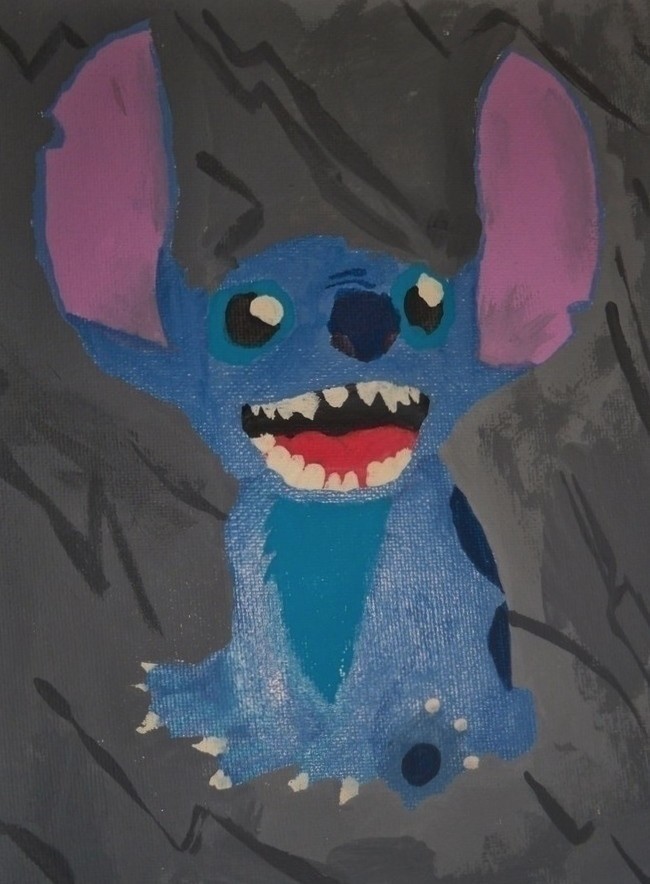 650x884 Disney's Stitch Painting A Drawing Or Painting Decorating - Lilo And Stitch Painting