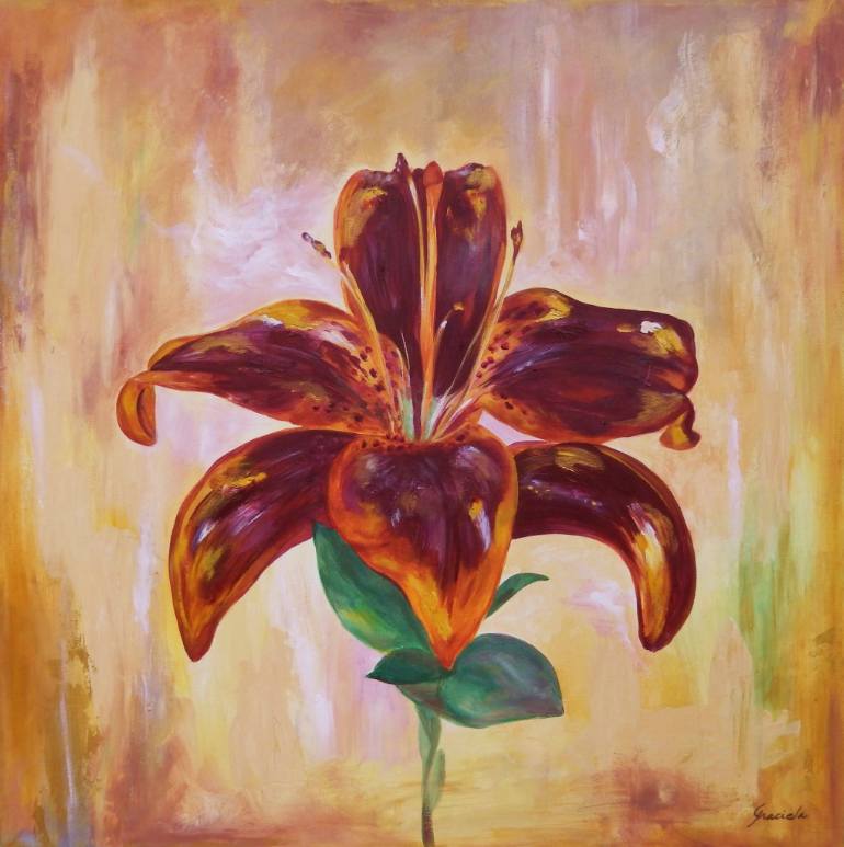 770x773 Saatchi Art Tiger Lily Flower Painting By Graciela Castro - Lily Flower Painting
