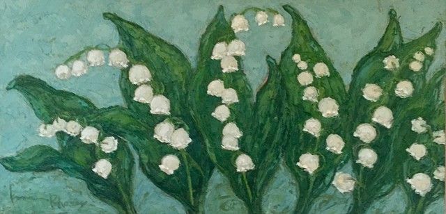 640x308 Kim Rhoney Floral Lily Of The Valley Paintings - Lily Of The Valley Painting