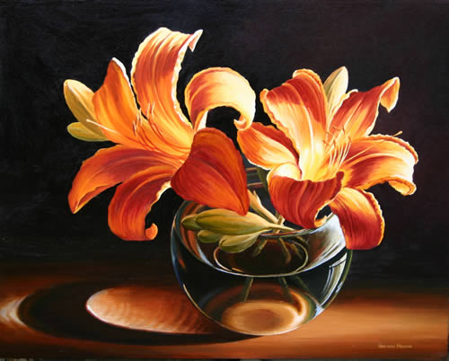 500x402 Lilies Light, Original Oil Floral Paintings By Varvara Harmon - Lily Oil Painting