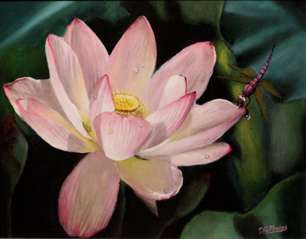 600x470 Lotus Flower Art, A Wonderful Painting Of This Mysterious Flower - Lily Oil Painting
