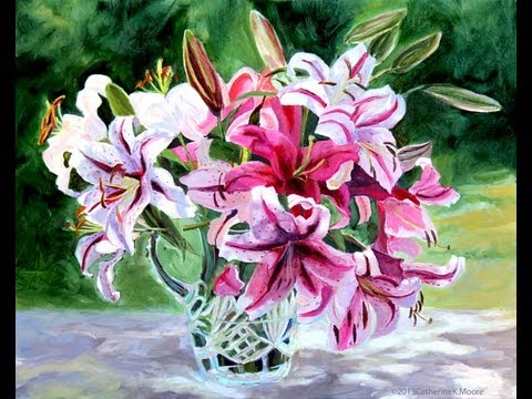 480x360 Oil Painting Lilies Time Lapse - Lily Oil Painting