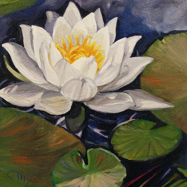 656x656 Desert Lake Pond Lily Ii Marie Cameron Studio - Lily Oil Painting