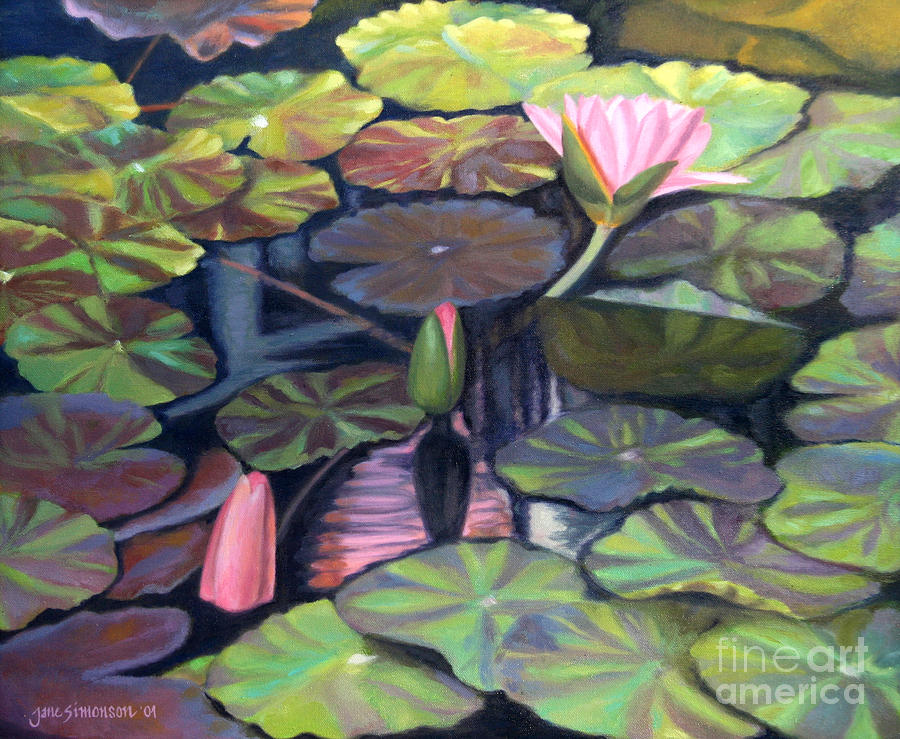 900x739 Lily Pads Painting By Jane Simonson - Lily Pad Painting